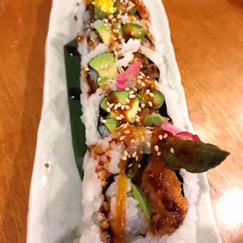 MOMO Sushi - Miso Black Cod Roll - hikari miso marinated & panko crusted black cod with asparagus, avocado, yuzu miso, sweet aioli - Sushi Bars Near Me - Mill Creek, Washington MOMO Sushi - Miso Black Cod Roll - hikari miso marinated & panko crusted black cod with asparagus, avocado, yuzu miso, sweet aioli - Sushi Bars Near Me - Mill Creek, Washington
