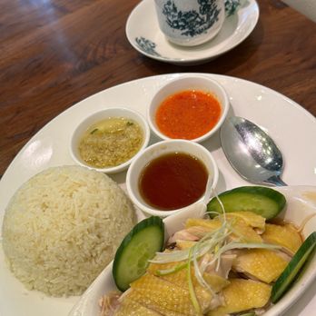 Ipoh Kopitiam - Hainan chicken rice with hot milk teh - Malaysian Near Me - Alhambra, California