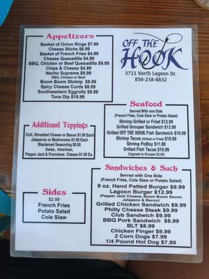 Menu photo 6 Off The Hook Bar & Grill Panama City Beach, FL