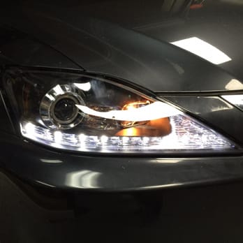 Xtreme HID - Close up after photo. 09 Lexus IS250 with new projector headlight housing and LED DRL. - Auto Parts & Supplies Near Me - San Jose, California