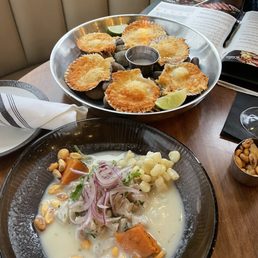 Starters...ceviche and the scallops Starters...ceviche and the scallops