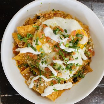 Blu Jam Cafe - Chilaquiles with over easy eggs! - Breakfast & Brunch Near Me - Los Angeles, California Blu Jam Cafe - Chilaquiles with over easy eggs! - Breakfast & Brunch Near Me - Los Angeles, California