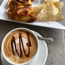 Mocha cappuccino & ham & Cheese croissant