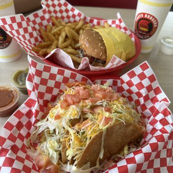 Troys Burgers - 3 Ground Beef hard shell taco and Burger. - Burgers Near Me - Chino, California Troys Burgers - 3 Ground Beef hard shell taco and Burger. - Burgers Near Me - Chino, California