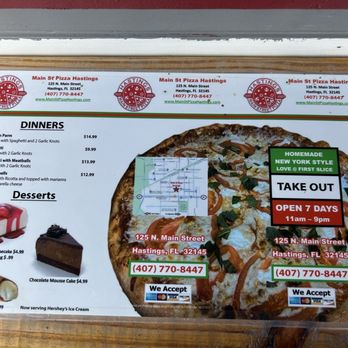 Main St Pizza & Ice Cream - Menu - Pizza Near Me - Hastings, Florida
