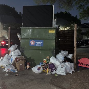 Elliot Windsprint Apartments - They stuff the dumpsters with furniture Making typical trash space limited and consequently overflow which ends up everywhere - Apartments Near Me - Arlington, Texas