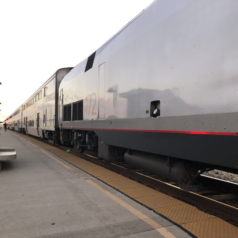 Surf Beach - Amtrak Station - Amtrak southbound train 796 leaving Surf Beach - Train Stations Near Me - Lompoc, California Surf Beach - Amtrak Station - Amtrak southbound train 796 leaving Surf Beach - Train Stations Near Me - Lompoc, California