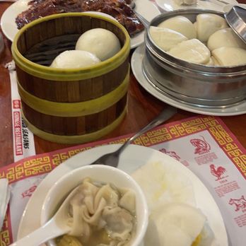 Four Seasons Chinese Restaurant - wonton soup, custard steam buns, whole peking duck, and extra buns to eat with the duck. - Dim Sum Near Me - Clovis, California Four Seasons Chinese Restaurant - wonton soup, custard steam buns, whole peking duck, and extra buns to eat with the duck. - Dim Sum Near Me - Clovis, California