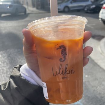 Lilikoi - Thai Tea with aloe and coconut Milk - Bubble Tea Near Me - San Francisco, California