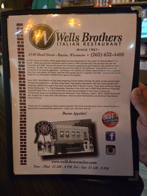 Menu photo 7 Wells Brothers Restaurant Racine, WI Menu photo 7 Wells Brothers Restaurant Racine, WI