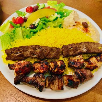 Charcoal Grill - mixed plate (topped with pita) - Mediterranean Near Me - Glendale, Arizona