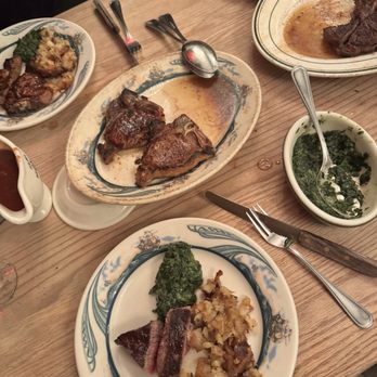 Peter Luger - Lamb, Double Thick Chop Split Creamed Spinach (for 2)Steak for Three - Steakhouses Near Me - Brooklyn, New York Peter Luger - Lamb, Double Thick Chop Split Creamed Spinach (for 2)Steak for Three - Steakhouses Near Me - Brooklyn, New York