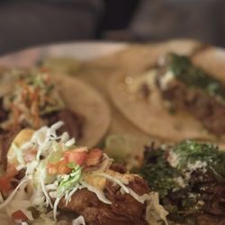 Merle's Whiskey Kitchen - Platter of tacos... get the crispy fish taco!