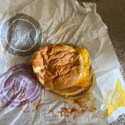 McDonald's - This is the double cheese burger I ordered just mashed and looks horrendous.