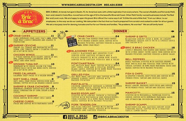 Menu photo 5 Bric a Brac Destin, FL Menu photo 5 Bric a Brac Destin, FL