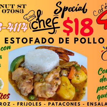 Cafe 401 & Grill - Pollo cocido a fuego lento con papas, zanahoria, cebolla, ajo y especias en salsa espesa. Sabroso, tradicional y perfecto para el almuerzo. - Seafood Near Me - Union, New Jersey Cafe 401 & Grill - Pollo cocido a fuego lento con papas, zanahoria, cebolla, ajo y especias en salsa espesa. Sabroso, tradicional y perfecto para el almuerzo. - Seafood Near Me - Union, New Jersey