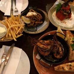 Casablanca - Prawns, stuffed pepper, calamari and fries all from the entrée menu