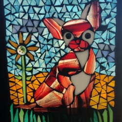 Cactus Flower Gallery - Mosaic chihuahua by local artist, Charlotte Oleksy.