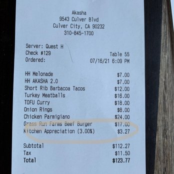 Akasha - New mandatory 3% kitchen surcharge - Caterers Near Me - Culver City, California Akasha - New mandatory 3% kitchen surcharge - Caterers Near Me - Culver City, California