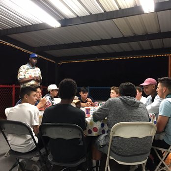 Go Kart World - Coach Talking to the players as we eat pizza! The food was quite yummy for a Go Kart location - Amusement Parks Near Me - Carson, California Go Kart World - Coach Talking to the players as we eat pizza! The food was quite yummy for a Go Kart location - Amusement Parks Near Me - Carson, California