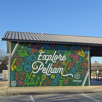 Pelham City Park - Explore Pelham sign near Volleyball courts - Dog Parks Near Me - Pelham, Alabama