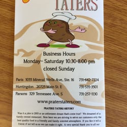 Prater's Taters - Easy menu, Mostly Taters, but plenty of other items.