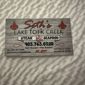 Seth's Lake Fork Creek - Seafood Near Me - Quitman, Texas