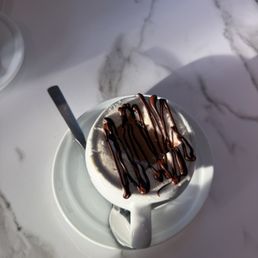 Butter Toffee w/ Italian Sipping Chocolate & chocolate drizzle Butter Toffee w/ Italian Sipping Chocolate & chocolate drizzle