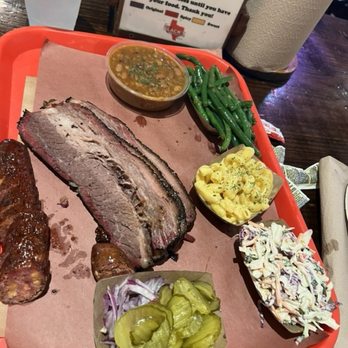 Terry Black's Barbecue - The everything but the kitchen sink plate. - Barbeque Near Me - Austin, Texas Terry Black's Barbecue - The everything but the kitchen sink plate. - Barbeque Near Me - Austin, Texas
