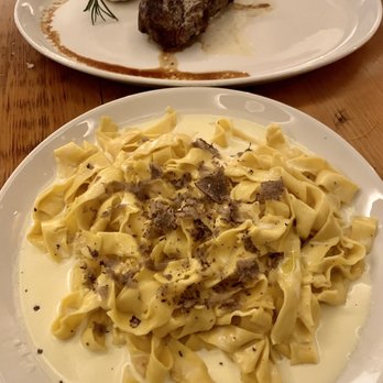 Tuscan Kitchen Seaport - Brandt Prime New York Strip and Tagliatelle al Tartufo - Italian Near Me - Boston, Massachusetts