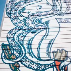 Balboa Fun Zone - Octopus mural in a food court area