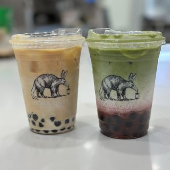 Boba Guys - Classic Black Milk Tea + Strawberry Matcha Latte - Coffee & Tea Near Me - Oakland, California