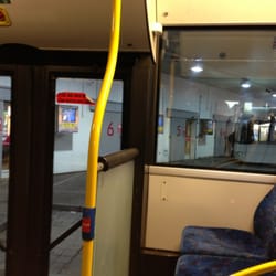 Tønsberg Rutebilstasjon - Sporene, sett fra bussen.