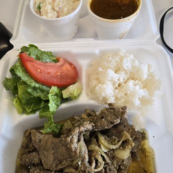 The Jibarito Stop - A Plate (steak/onions, white rice, potato salad and beans) - Puerto Rican Near Me - Chicago, Illinois The Jibarito Stop - A Plate (steak/onions, white rice, potato salad and beans) - Puerto Rican Near Me - Chicago, Illinois