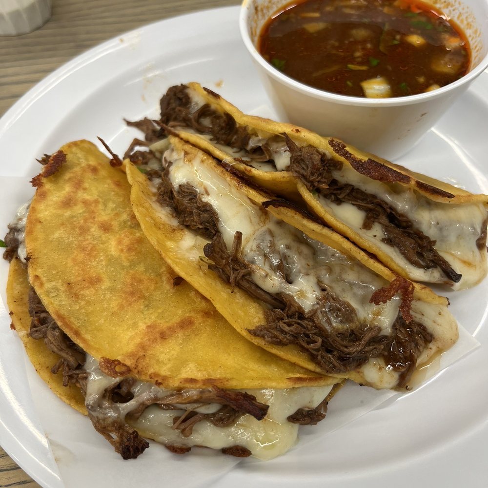 Quesa Tacos and consommé Quesa Tacos and consommé