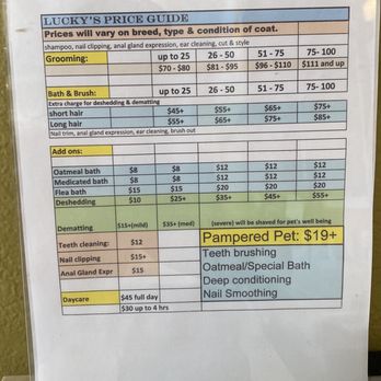 Luckys - Lucky's price guide - Pet Groomers Near Me - Santa Monica, California