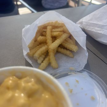 Steve's Hot Dogs Chesterfield - Mac n cheese and crinkle fries, both great! - Hot Dogs Near Me - Chesterfield, Missouri