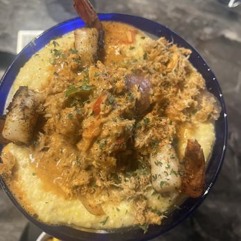 Nouveau Noir - seafood grits - Southern Near Me - Dallas, Texas Nouveau Noir - seafood grits - Southern Near Me - Dallas, Texas