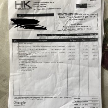 Hi-Tek Solutions - Deposit payment - Data Recovery Near Me - Downey, California