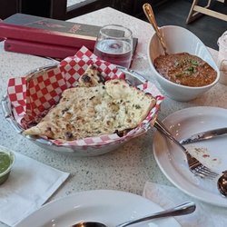 Chicken Tikka Masala, Garlic Naan, Lassi