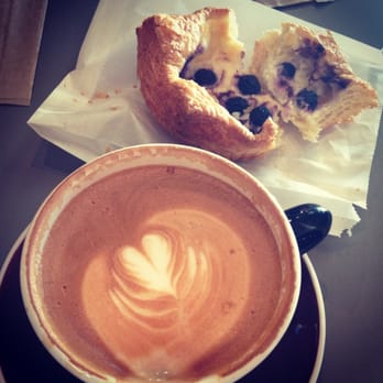 Jones Coffee Roasters - Non fat latte and a blueberry cheese Danish - Coffee Roasteries Near Me - Pasadena, California Jones Coffee Roasters - Non fat latte and a blueberry cheese Danish - Coffee Roasteries Near Me - Pasadena, California