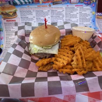 Huey's Downtown - Smash burger with sweet potato fries added on the side. - Burgers Near Me - Memphis, Tennessee