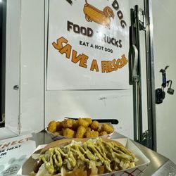 Rescue Dogs Food Truck - Dog, tots and the sign