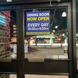 Cook Out - Dining room hours