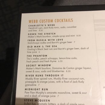 Webb Custom Kitchen - Cocktail portion of the LIBATIONS of course there's wine, beer and champagne. - New American Near Me - Gastonia, North Carolina