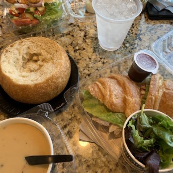 Kneaders Bakery & Cafe - Asiago Bisque in a Sourdough Bread Bowl; Turkey Cranberry Croissant - Bakeries Near Me - Saint George, Utah Kneaders Bakery & Cafe - Asiago Bisque in a Sourdough Bread Bowl; Turkey Cranberry Croissant - Bakeries Near Me - Saint George, Utah