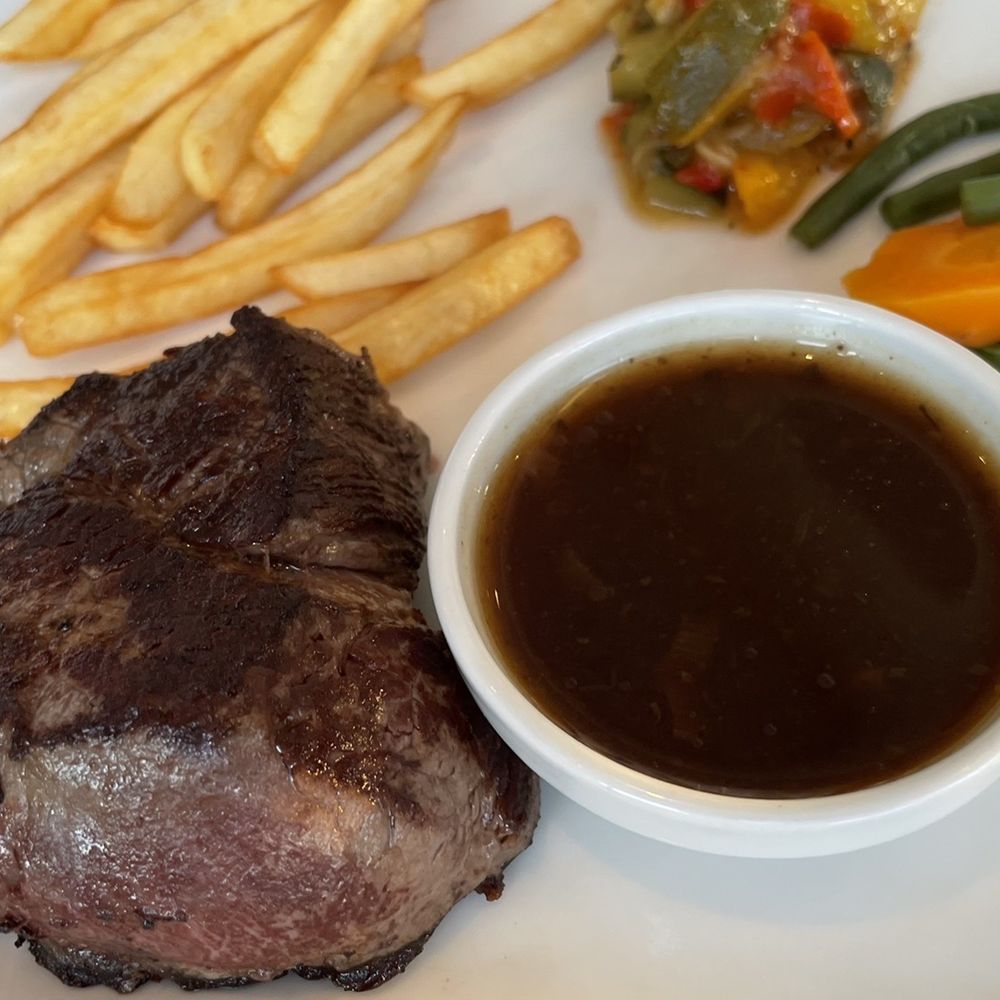 Steak, a bit too well done
