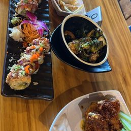 Eurasia Style Wings Yokohama Gyoza Brussel Sprouts Hot Mama Roll
