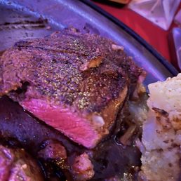 Perfectly cooked ribeye