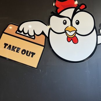 Drunken Chicken - a chicken holding a take out sign - Korean Near Me - Toronto, Ontario